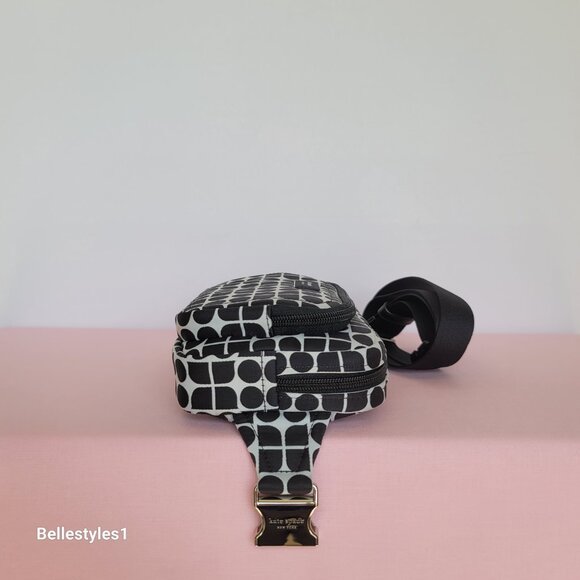 KATE SPADE Belt Bag Noel Jacquarded Printed Fabric Bag- Black Multi ⭐ - Picture 11 of 16